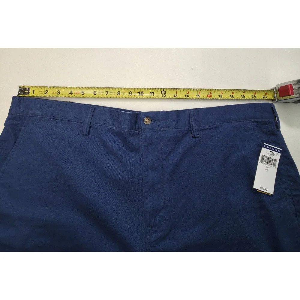 New Polo Ralph Lauren Shorts Mens 42 Blue Stretch Cotton‎ Twill Flat Front
